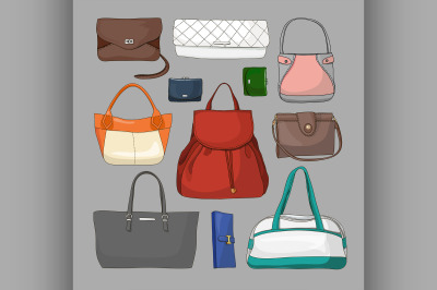 Collection of different women bags