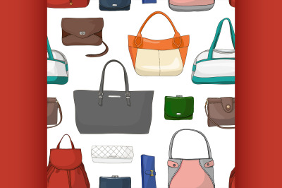 Pattern with different women bags