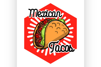 Color vintage mexican food emblem