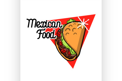 Color vintage mexican food emblem