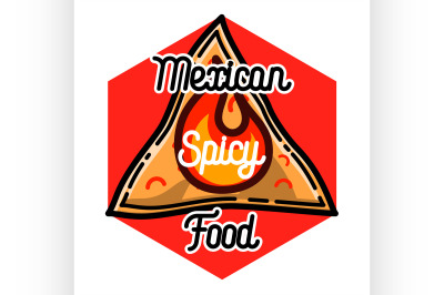 Color vintage mexican food emblem