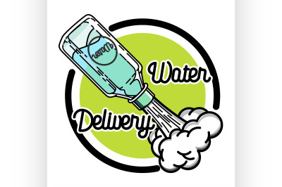 Color vintage Water delivery emblem