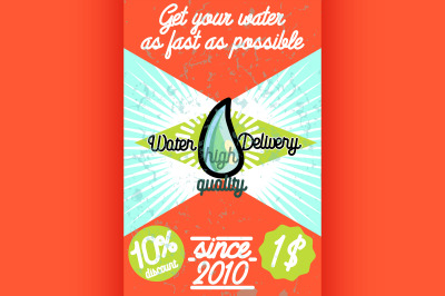 Color vintage Water delivery poster