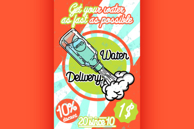 Color vintage Water delivery poster