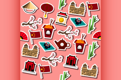 Colored China icons pattern