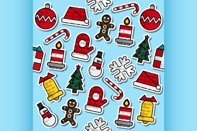 Pattern with colored Christmas elements