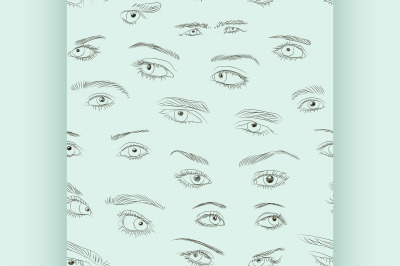 Hand drawn Eyes set pattern