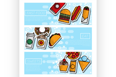 Fast food horizontal banner set