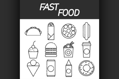 Fast food icon set