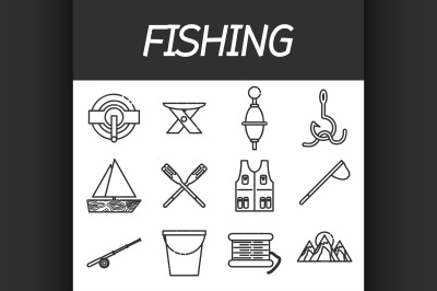 Fishing icon set