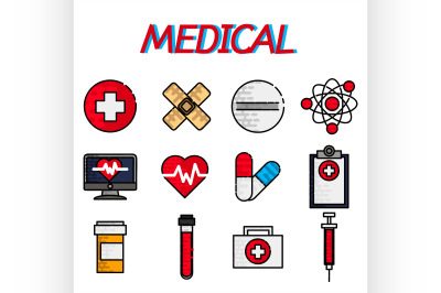 Medical flat icon set