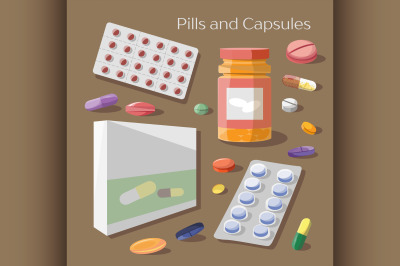 Pills and Capsules Icons Set