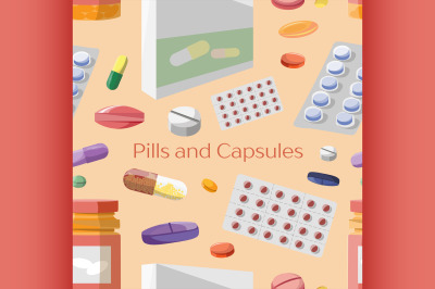 Pills and Capsules Icons Set pattern