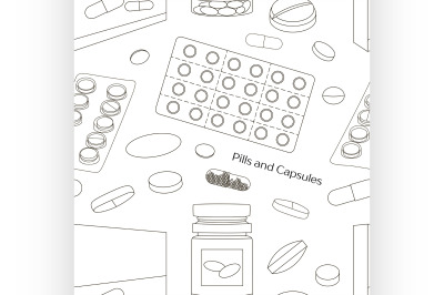 Pills and Capsules Icons Set pattern