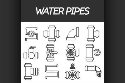 Set of water pipes and fittings