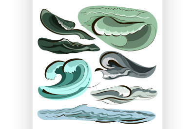 Ocean and sea waves set