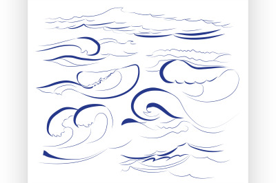 Ocean and sea waves set