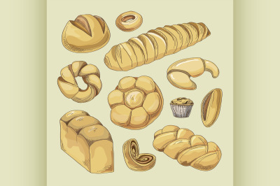 Bakery and pastry products icons set