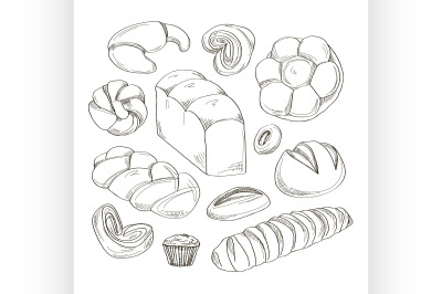 Bakery and pastry products icons set