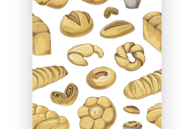 Bakery and pastry products icons set pattern