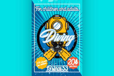 Color vintage diving poster