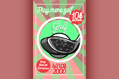 Color vintage golf poster