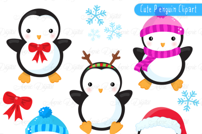  Christmas Penguins Clipart + Vectors