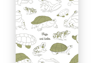 Set with frogs and turtless pattern