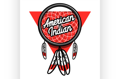 Color vintage american indian emblem
