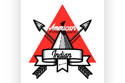 Color vintage american indian emblem
