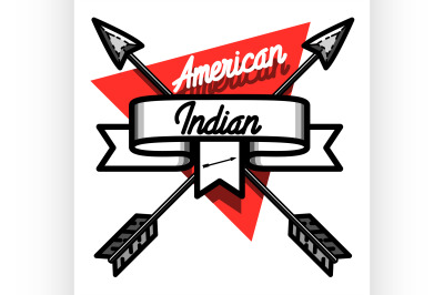 Color vintage american indian emblem