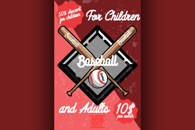 Color vintage baseball poster