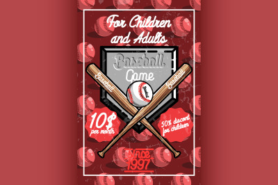 Color vintage baseball poster