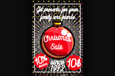Color vintage Christmas sale poster