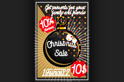 Color vintage Christmas sale poster