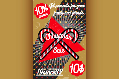 Color vintage Christmas sale poster
