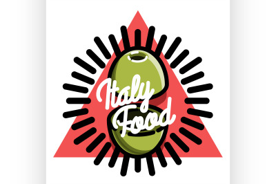 Color vintage italy food emblem