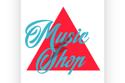 Color vintage music shop emblem