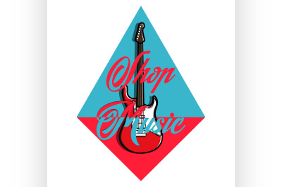 Color vintage music shop emblem
