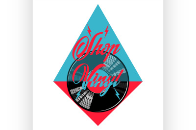 Color vintage music shop emblem