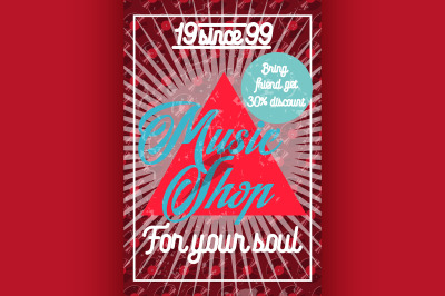 Color vintage music shop poster