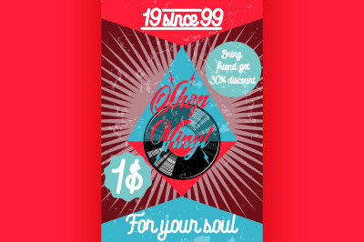 Color vintage music shop poster