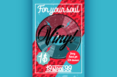 Color vintage music shop poster