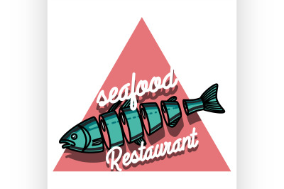 Color vintage seafood restaurant emblem