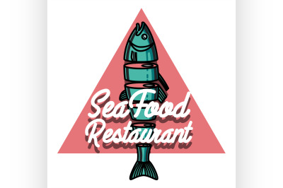 Color vintage seafood restaurant emblem