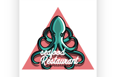 Color vintage seafood restaurant emblem