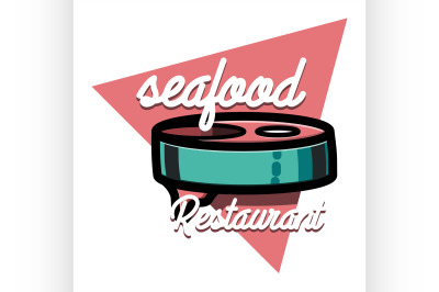 Color vintage seafood restaurant emblem