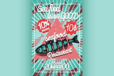 Color vintage seafood restaurant poster