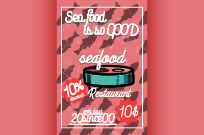 Color vintage seafood restaurant poster