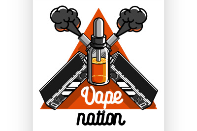 Color vintage vape, e-cigarette emblem